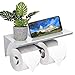GEMITTO Toilet Paper Holder, SUS304 Stainless Steel Double Roll Bathroom Paper Tissue Holder Mobile Phone Storage Shelf, Toilet Paper Dispenser with Shelf Wall Mounted
