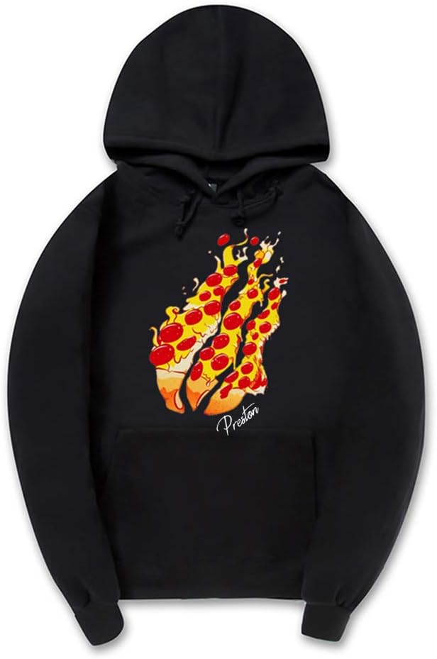 NIGUMIGU Preston Playz Youth Hoodie Preston Pizza Flame Kids Cotton Sweatshirt for Boys and Girls