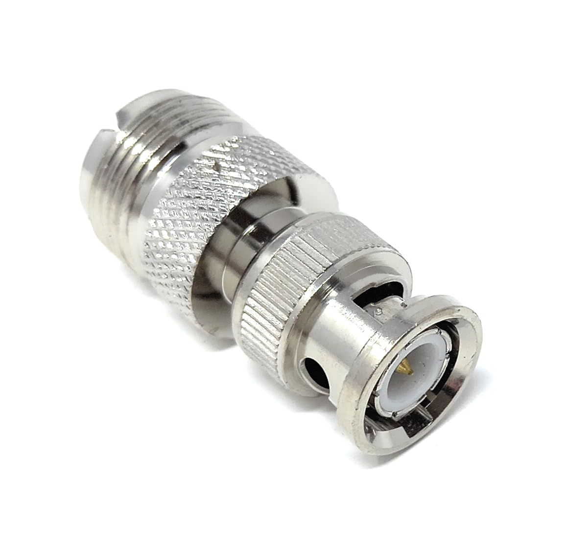 DRUT 1pcs BNC Male to PL259 SO239 UHF Female Socket Cable Adapter (Silver)