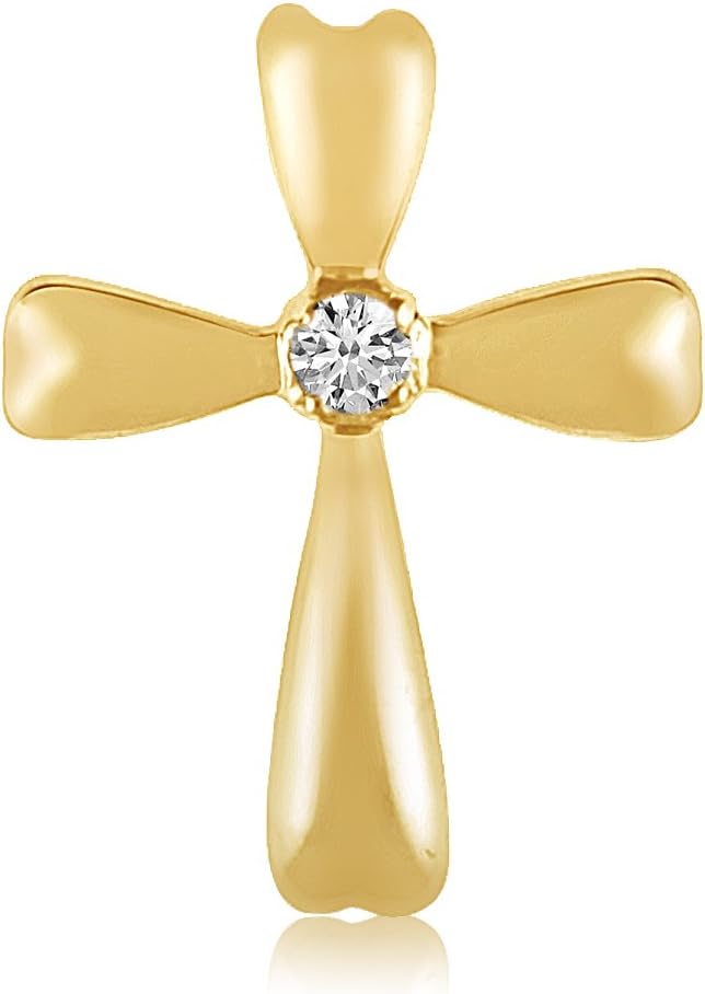 14K Yellow Gold Diamond Cross Pendant
