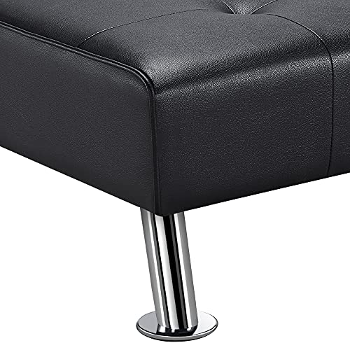 Yaheetech Faux Leather Chaise Lounge Indoor Convertible Chaise Futon