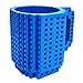 Build-On Brick Mug with Toy Man Set - Blue Building Toy Cup Unique DIY Blocks Cup Funny Gift 12oz