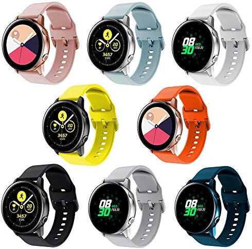 Leefrei Soft Silicone Sport Watch Band 20mm Replacement Strap Compatible with Samsung Galaxy Watch Active (40mm), Galaxy Watch (42mm) Smart Watch (Pack of 8)