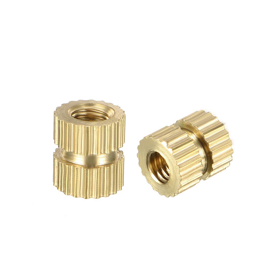 sourcing map Knurled Insert Nuts - 40Pcs M3 x 6mm Length x 5mm OD Female Thread Brass Threaded Insert Embedment Nut for 3D Printer