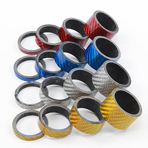 QILEFU 4pc Bike Bicycle Full Carbon Headset Spacer 1-1/8" 20 15 10 5mm (red) - Thumbnail 2