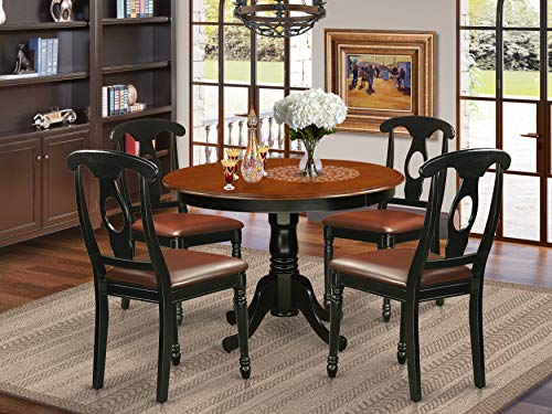 Photo 1 of ***FACTORY SEALED - OPENED FOR INSPECTION***   East West Furniture 5  Pc  set  with  a  Round  Kitchen  Table  and  4  Leather  Dinette  Chairs  in  Linen  White