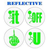 Variety Pack of 4 | 3M Reflective Fk it, Flip off Skeleton Funny Hard Hat Stickers | Motorcycle Helmet Decal | Welding Biker Helmet Decals | Lunchbox decals | Toolbox Label | 2" x 2" Each (Green)