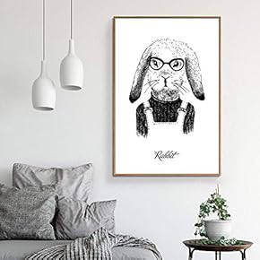 Framed Canvas Wall Art for Living Room, Bedroom Whimsical Animal Illustration XVI Canvas Prints for Home Decoration Ready to Hang - 16x24 inches