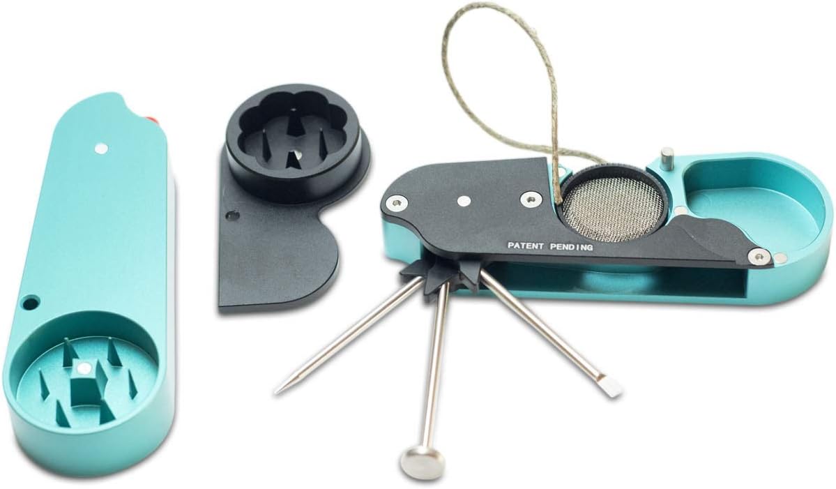 The Omni 8-in-1 Deluxe Smoking Accessory: Durable Herb and Spice Grinder Multi-Tool and Lighter Case (Wintergreen)