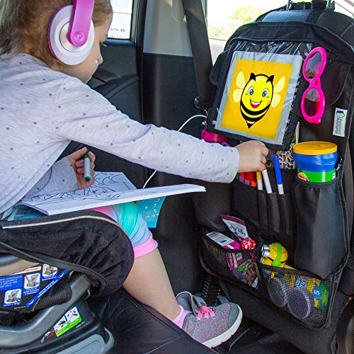 Backseat Car Organizer | Car Storage Organizer With 12 Compartments and a Hidden Tablet Holder | Used As Kick Mat, Car Back seat Organizer, Back Seat Protector, Car Seat Organizer, Car Seat Storage.