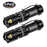 Rraycom LED Flashlight Tactical Flashlights 2 Pack, 300 Lumens Mini Zoomable Ultra Bright Handheld Light 3 Modes for Hiking, Hunting, Fishing and Camping