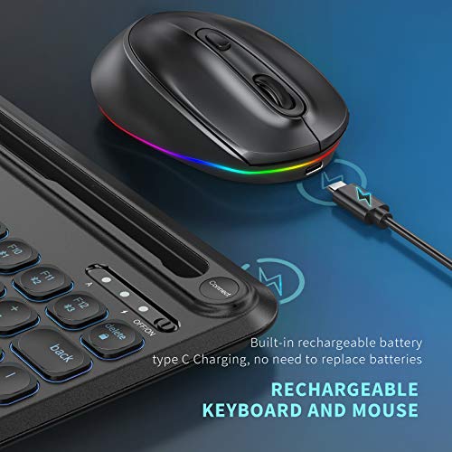waherfo Backlit Bluetooth Keyboard and Mouse, Multi Device Compact