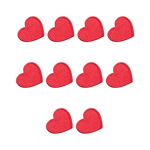 XUNHUI Love Red Heart 10 Pieces Clothes Embroidered Iron on Patches for Clothing DIY Appliques Patches