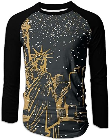 Stars New York City Mens Raglan T Shirts Cool Undershirt Long Sleeve Sports Jersey Shirt X-Large