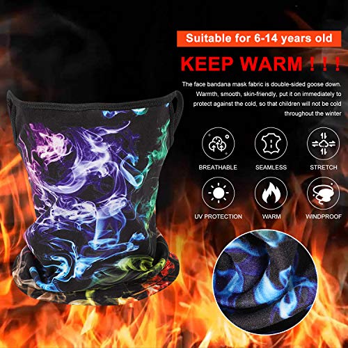 Kids Neck Gaiters Bandanas Face Covering Scarfs Battle Anti Dust Mouth Balaclavas Headband Autumn and Winter Warm Face Scarf with ear-loops