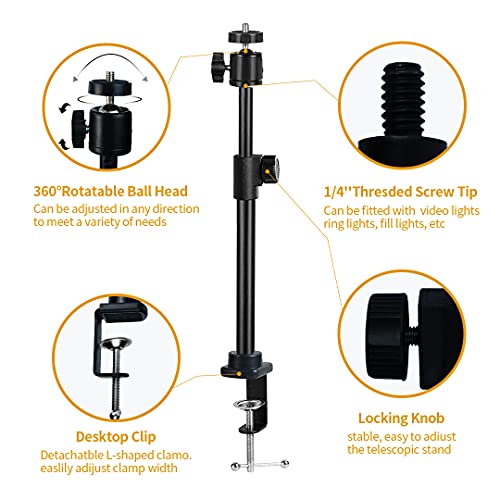 Desk Camera Mount Stand,Table Clamp Mount, Light Stand,cam Desk Mount, 360° Rotatable Ball