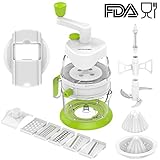 LOVKITCHEN Multi-functional Spiral Vegetable Slicer Set Hand Crank Manual Food Processor/Chopper, Blender, Shredder, Meat Grinder, Citrus Juicer, Mandoline Slicer Set With 5 Interchangeable Blades