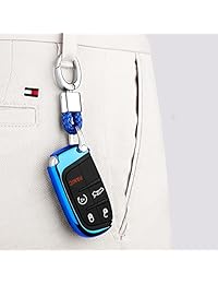 MODIPIM - Carcasa para mando a distancia de entrada sin llave, de TPU suave, con llavero de borla de diamante, para Jeep Grand Cherokee Wrangler Compass Patriot 2 3 4 5 botones