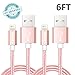 Kenex 2 Pack 6.6ft [Rose Gold] USB 2.0 Nylon Braided Lightning Cable USB Charging Cable Cord for iPhone X/8/7/6S/6S Plus/6 Plus/6/5/5C/5S/SE, iPad, Mini, iPod