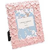 Laura Ashley 2x3 Pink Flower Textured Hand-Crafted Resin Picture Frame w/Easel & Hook for Tabletop & Wall Display, Decorative