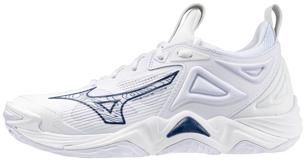 Mizuno Wave Momentum 3 Women's Volleyball Shoe | Womens Volleyball Footwear | White-Navy | US Womens 7 Image
