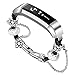 bayite Leather Bands Compatible with Fitbit Alta and Alta HR, Metal Clasp Leather Cord Wristband, (Silver with Beads, 6.7