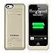 Kujian iPhone 5 External Battery Case Charger Backup Charging Power Case 2200mAh with Kickstand LED Indicatiors 7 colors for iPhone SE, 5, 5S, 5C, Gold