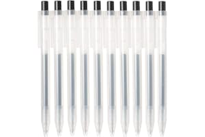Muji Smooth Gel Ink Ballpoint Pen Knock Type 10-Pieces Set, 0.5 mm Nib Size, Black