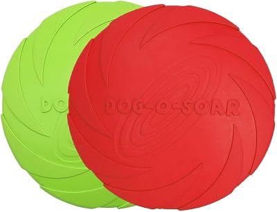 Vivifying 2 Pack 7 Inch Natural Rubber Flying Disc for Dogs Green Red