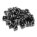 HONBAY 100 Pack 8mm Black Dice with White Pips Dots for Board Games, Activity, Casino Theme, Party Favors, Toy Gifts