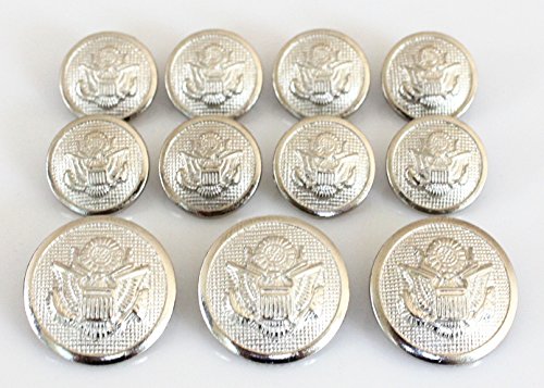 Ycee 11 pieces silver metal blazer button set - military army eag…