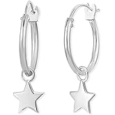 Boma Jewelry Sterling Silver Dangling Star Hoop Earrings