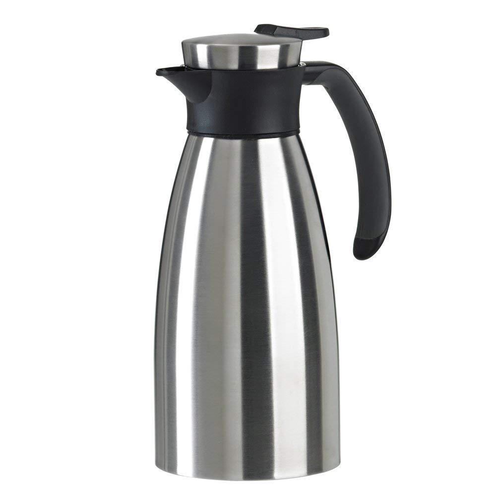 Emsa 508932 Vacuum Flask | 1 Litre | Quick Tip Closure, Soft Grip | Stainless Steel | Black