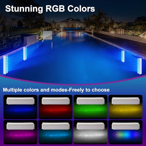 LED Underwater Pool Light Wireless Rechargeable Submersible Lamp with Remote Control, 8 Lighting Modes, IP68 Waterproof Pool Off Ground, Ponds and Parties (2)