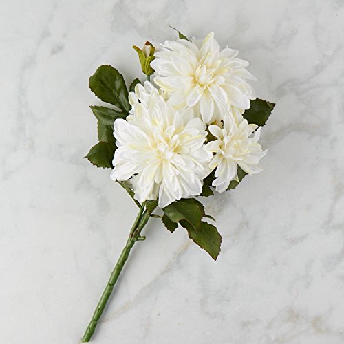 Factory Direct Craft Poly Silk Cream Dahlia Floral Stem | For Indoor Decor