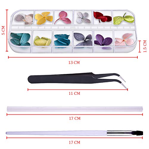 Duufin 3840 Pcs Nail Rhinestones 24 Colors Dried Flower Nail Art Nail Crystal Diamonds Nail Studs for Tips Manicure Decor Mixed Accessories with a Tweezers 1 Pc Wax Pen and 1 Pc Brush Pen