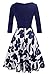 HOMEYEE Women's 1950s Vintage Elegant Cap Sleeve Swing Party Dress A009 (S, Dark Blue + 3/4 Sleeve)