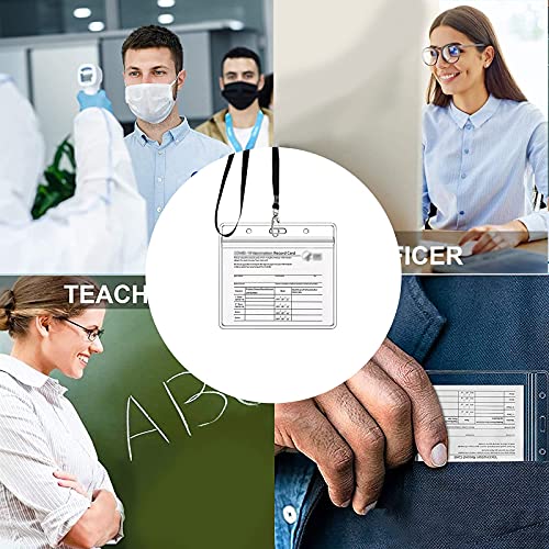 Nani? 6 Pcs Card Protector 4 x 3 in, Badge Holder, ID Badge Holders, ID Protector with Lanyard, Clear Vinyl Plastic Sleeve with Waterproof Type resealable Zip