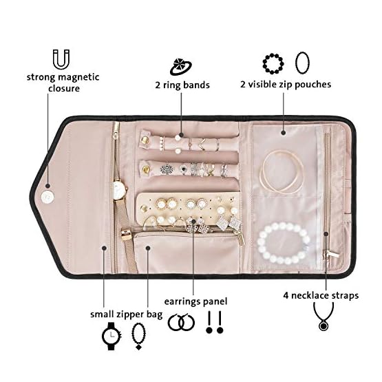 bagsmart-Travel-Jewelry-Organizer-Roll-Foldable-Jewelry-Case-for-Journey-Rings-Necklaces-Bracelets-Earrings-Black bagsmart-Travel-Jewelry-Organizer-Roll-Foldable-Jewelry-Case-for-Journey-Rings-Necklaces-Bracelets-Earrings-Black