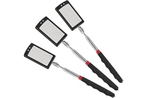 BETTERSTAR Telescoping Inspection Mirror Mechanics Mirror with 2 LED Lighted, Mirror on a Stick Handle Tool for Checking Observing Vehicle Small Parts,Present for Christmas, Birthday Everyday Carry (3 PCS)