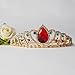 Vinjewelry Princess Gold Tiara Crown with Red Teardrop Crystal for Kids Costume
