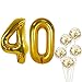 Big Gold 40 Balloon Numbers - 40 Inch | Gold Confetti Balloons and 40 Birthday Balloons | Mylar Foil Number 40 Balloons for 40th Birthday Decorations | 40th Anniversary Decorations for Men, Women