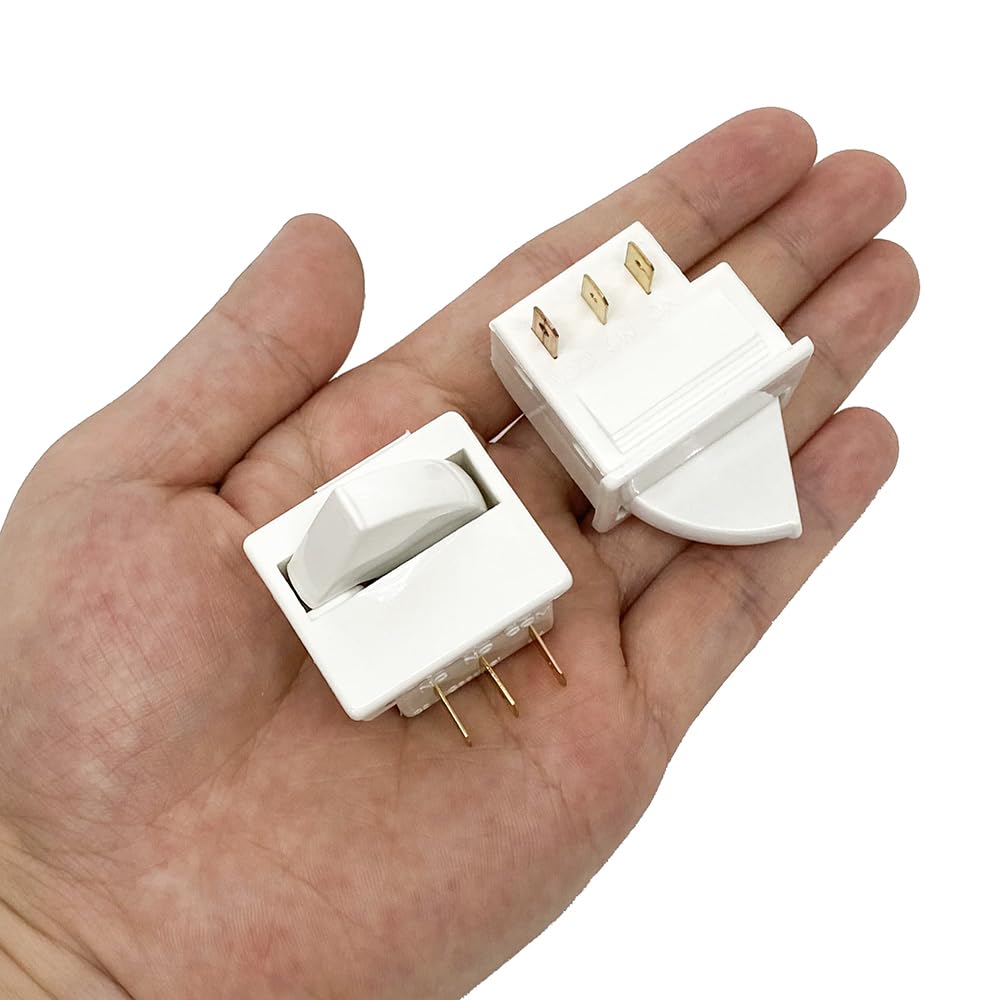 2Pcs Refrigerator Door Light Switch 3Pin Momentary Fridge Switch Compatible with GE, Whirlpool, LG, Kenmore, Maytag, Amana, Crosley, KitchenAid, Magic Chef Freezer Light Switches 1NC 1NO AC 250V 2.5A