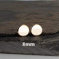 Gold Stud Earrings, Round Disc Earrings 8mm
