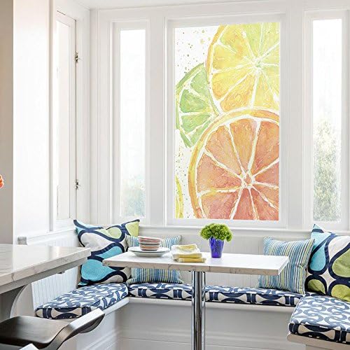 YINGLI YL Stained Glass Decorative Window Film, Premium Static Cling No-Glue Stained Glass Decorative Window Film, Vinyl Scrub Privacy Window Film (60X90CM, Colorful Oranges)