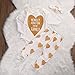 HOTONE Baby Boys Girls Long Sleeve Gold Heart Romper Pants Headband 3pcs Outfits(6-12 Months, White)