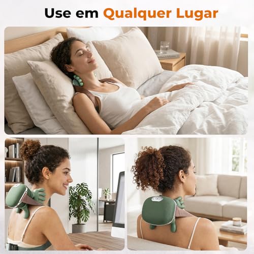Massageador Elétrico para Pescoço e Ombros Deep 4D com Aquecimento Infravermelho,Recarregável, Silencioso e Portátil, Alívio de Dores e Tensões Musculares