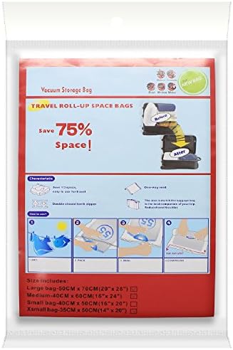 Sinsun 12-Piece Reusable Space Saver Vacuum Bags (4 Large, 4 Medium and 4 Small)