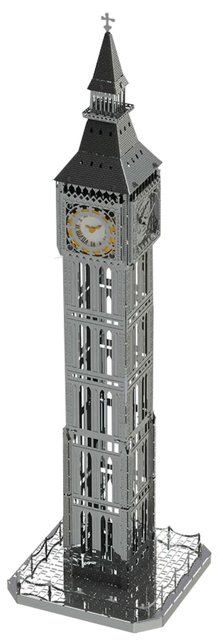 METAL-TIME The Great Bell, Big Ben Statue Architecture Model, 3D Puzzle Building Crafts for Adults and Children, Stainless Steel DIY Construction with Tool Box - 35 Pieces.