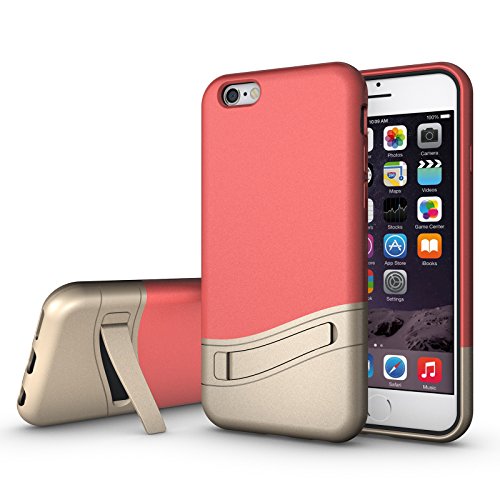 iPhone 6S Case,iPhone 6 Case,Tinggo Slim Dual Layer Shock-Absorption SOFT-Interior and Anti-Scratch&amp;Fingerprint PC Back Protective Cover Case for Apple iPhone 6 / 6S (4.7 Zoll)(Coral Pink/Champagne)